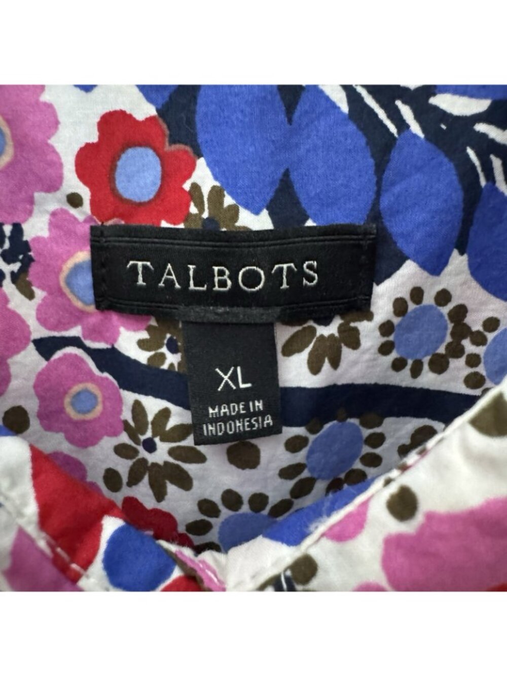 Talbots Women’s XL Cotton Patchwork Floral Button Down Shirt Multicolor - Picture 6 of 11